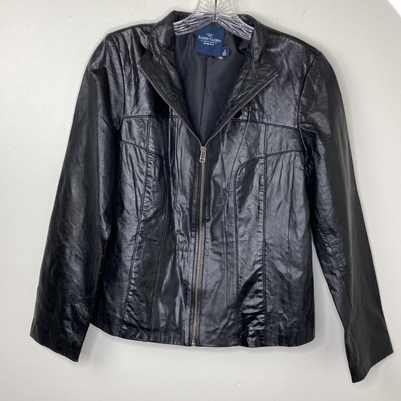 New Faded Glory Black Leather Zipper Jacket Womens Size Small - Picture 3 of 14